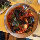 Bowl of mussels in a tomato sauce