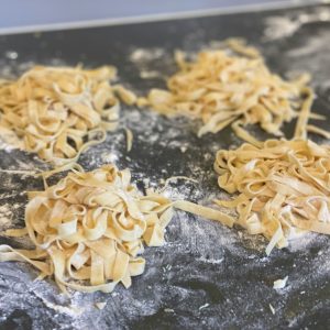 Freshly cut pasta dough